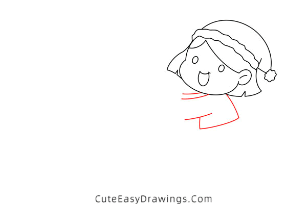 how to draw a girl rolling a snowball - www.cuteeasydrawings.com