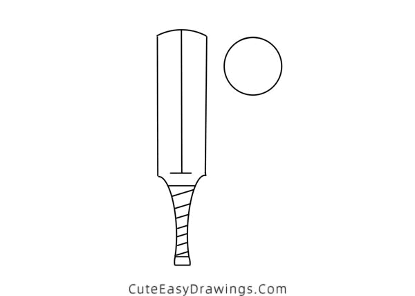 how to draw a cricket bat and ball - www.cuteeasydrawings.com