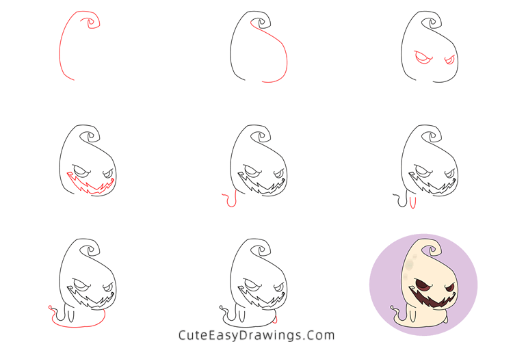 how to draw a halloween ghost - www.cuteeasydrawings.com