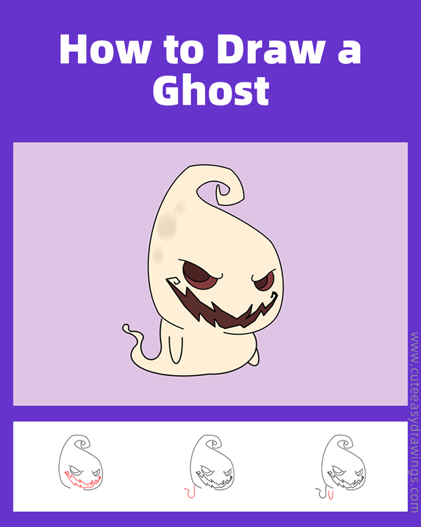 how to draw a halloween ghost - www.cuteeasydrawings.com