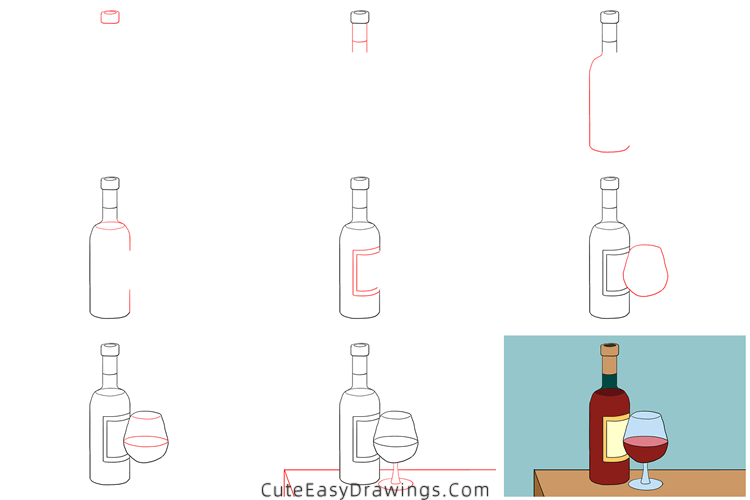 how to draw red wine - www.cuteeasydrawings.com