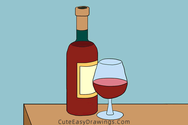 how to draw red wine - www.cuteeasydrawings.com