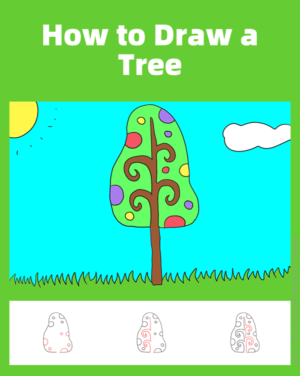 how to draw a cartoon tree - www.cuteeasydrawings.com