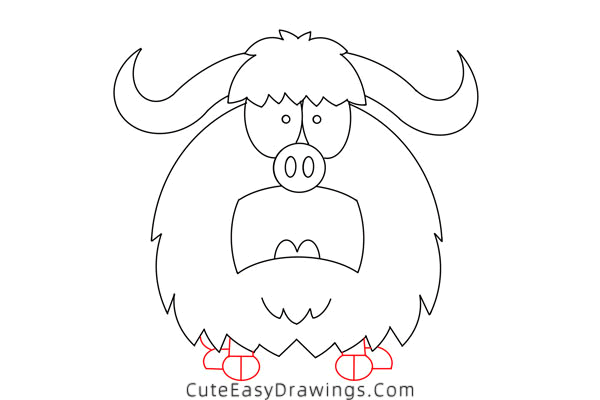 how to draw a cartoon yak - www.cuteeasydrawings.com