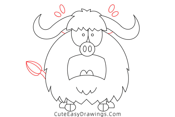 how to draw a cartoon yak - www.cuteeasydrawings.com