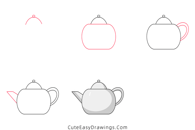 how to draw a teapot - www.cuteeasydrawings.com