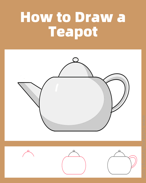 how to draw a teapot - www.cuteeasydrawings.com