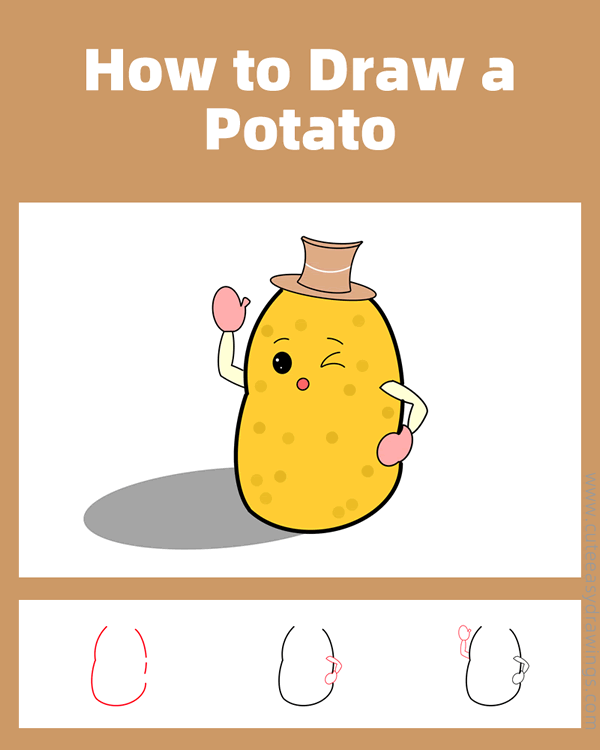 how to draw a cartoon potato - www.cuteeasydrawings.com