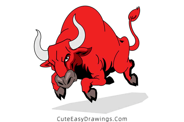 how to draw a bull - www.cuteeasydrawings.com