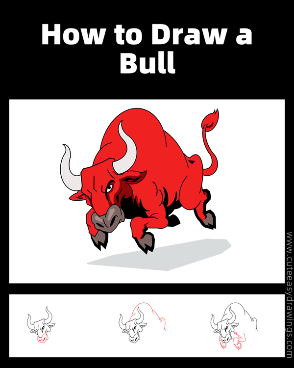 how to draw a bull - www.cuteeasydrawings.com