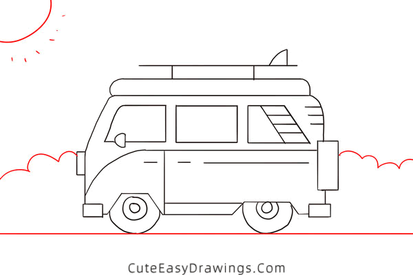 how to draw a van - www.cuteeasydrawings.com