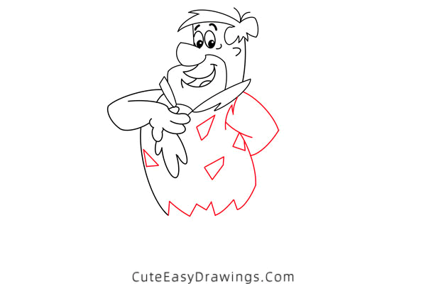 how to draw fred flintstone - www.cuteeasydrawings.com