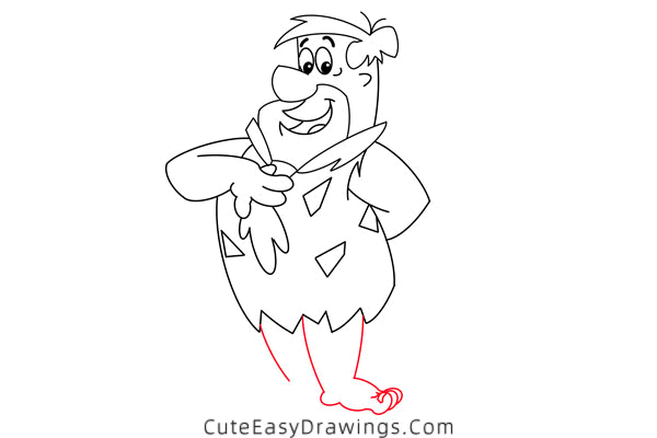 how to draw fred flintstone - www.cuteeasydrawings.com