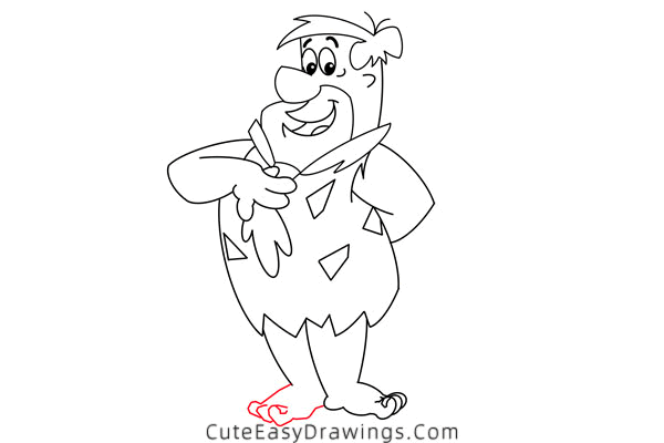 how to draw fred flintstone - www.cuteeasydrawings.com