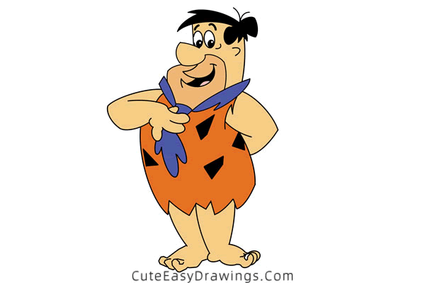 how to draw fred flintstone - www.cuteeasydrawings.com