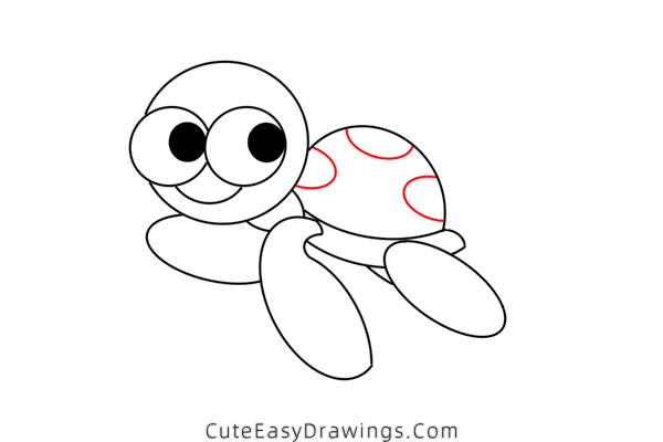 how to draw a sea turtle - www.cuteeasydrawings.com