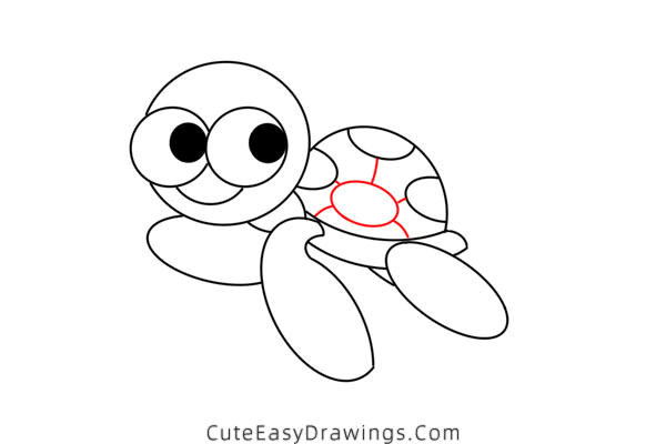 how to draw a sea turtle - www.cuteeasydrawings.com