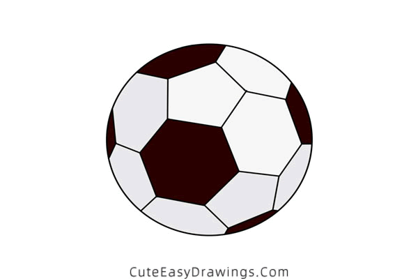 how to draw a soccer ball - www.cuteeasydrawings.com