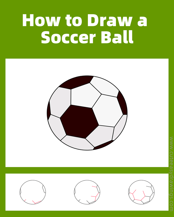 how to draw a soccer ball - www.cuteeasydrawings.com