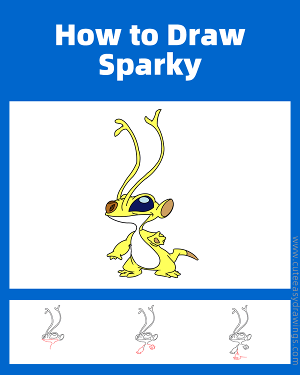 how to draw sparky from lilo stitch - www.cuteeasydrawings.com