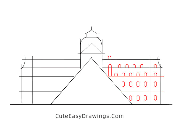 how to draw the louvre - www.cuteeasydrawings.com