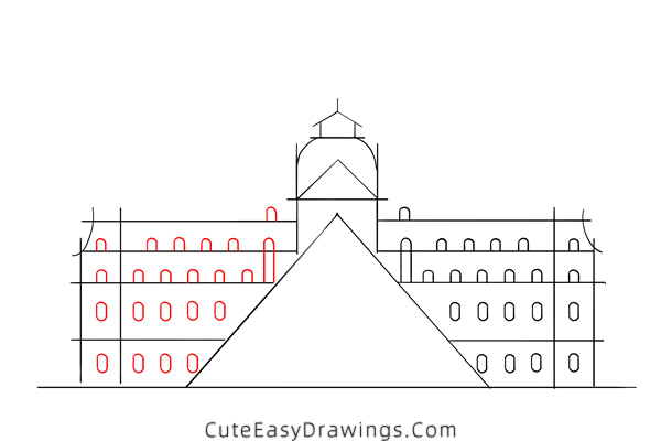 how to draw the louvre - www.cuteeasydrawings.com