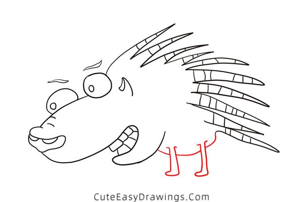 how to draw a porcupine - www.cuteeasydrawings.com