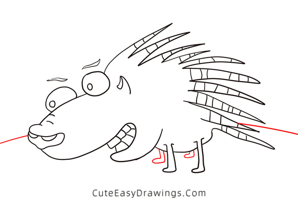 how to draw a porcupine - www.cuteeasydrawings.com