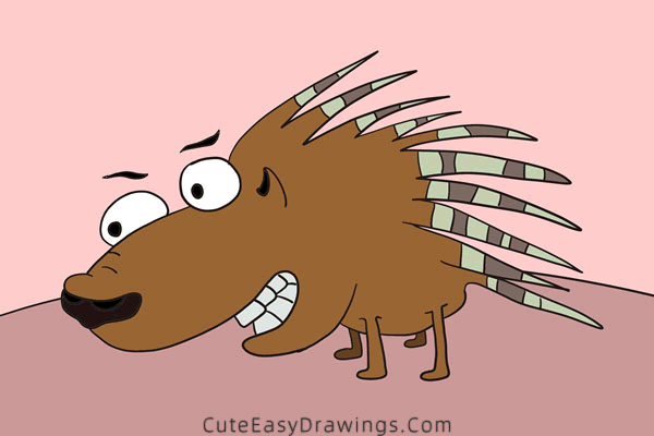 how to draw a porcupine - www.cuteeasydrawings.com