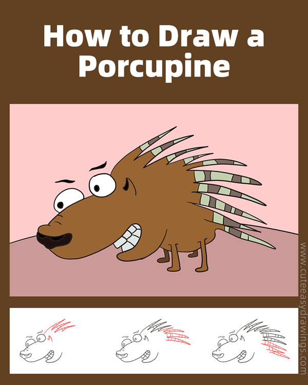 How to Draw a Porcupine Step by Step Cute Easy Drawings