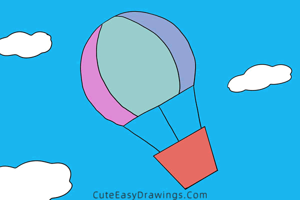 how to draw a hot air balloon easy - www.cuteeasydrawings.com