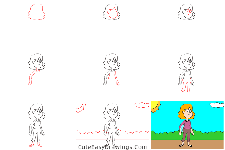 how to draw a mom - www.cuteeasydrawings.com