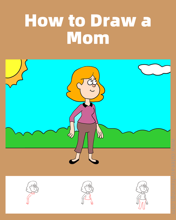 how to draw a mom - www.cuteeasydrawings.com