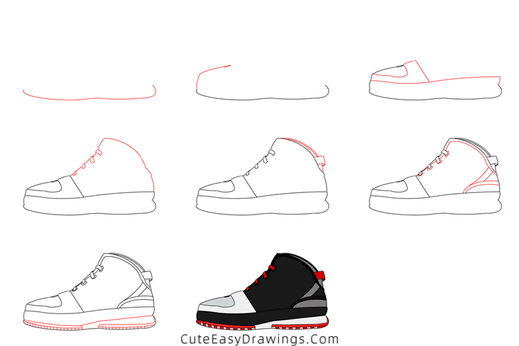 how to draw basketball shoes - www.cuteeasydrawings.com