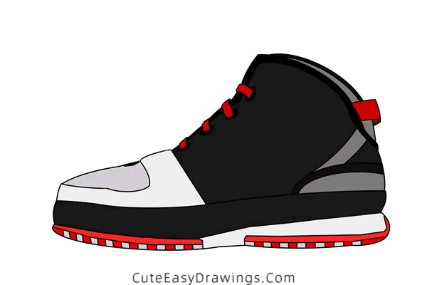 how to draw basketball shoes - www.cuteeasydrawings.com