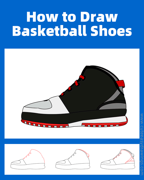 how to draw basketball shoes - www.cuteeasydrawings.com