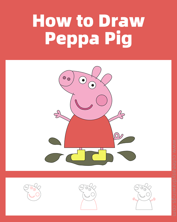 how to draw peppa pig - www.cuteeasydrawings.com