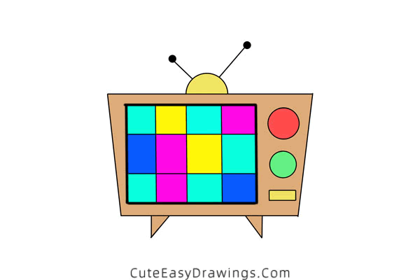 how to draw a tv - www.cuteeasydrawings.com