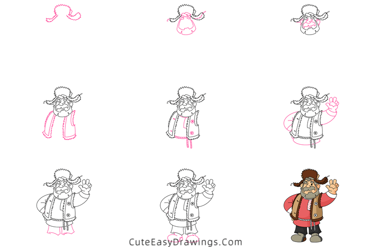 how to draw a grandfather - www.cuteeasydrawings.com