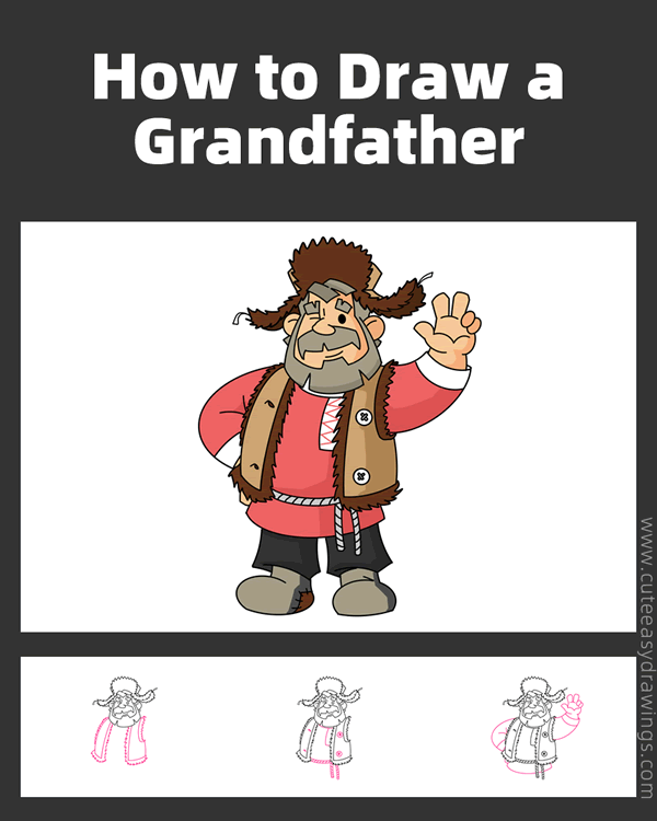 how to draw a grandfather - www.cuteeasydrawings.com