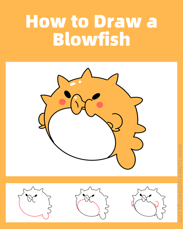 How to Draw a Blowfish Step by Step Cute Easy Drawings