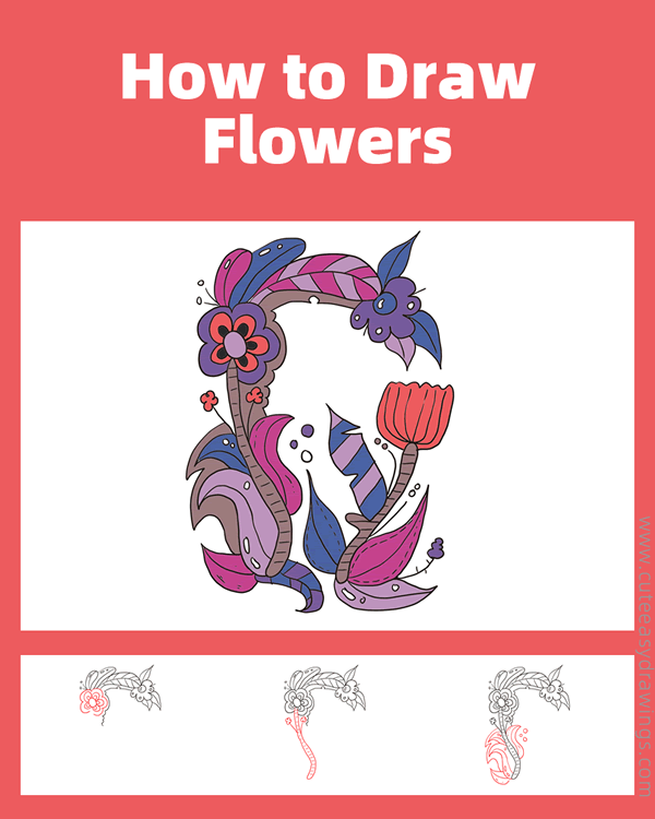 how to draw beautiful flowers - www.cuteeasydrawings.com