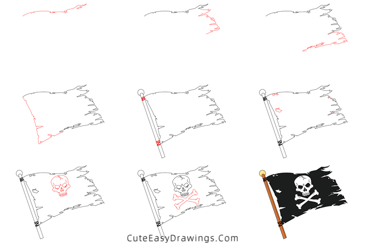 how to draw a pirate flag - www.cuteeasydrawings.com