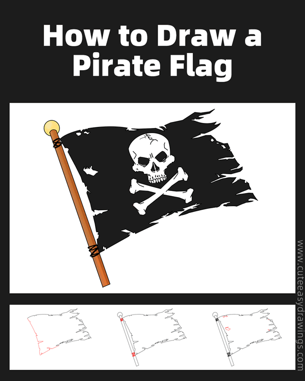 how to draw a pirate flag - www.cuteeasydrawings.com