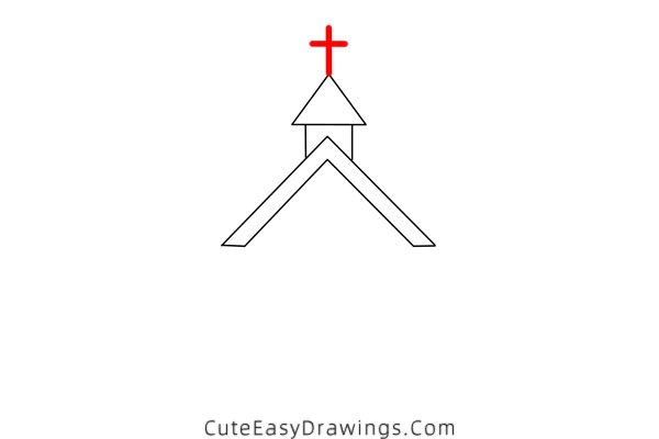 how to draw a small church - www.cuteeasydrawings.com