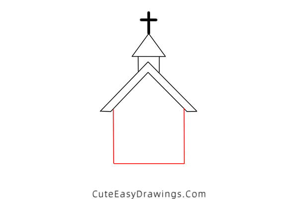 how to draw a small church - www.cuteeasydrawings.com