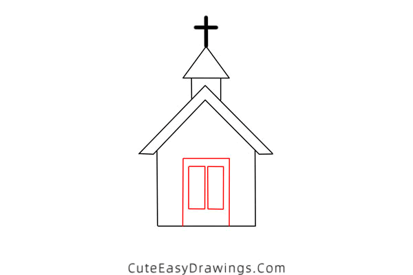 how to draw a small church - www.cuteeasydrawings.com