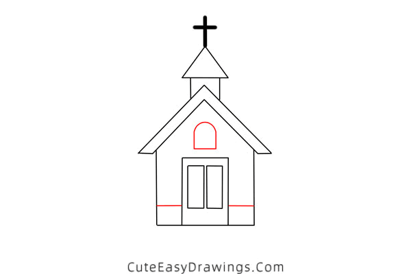 how to draw a small church - www.cuteeasydrawings.com