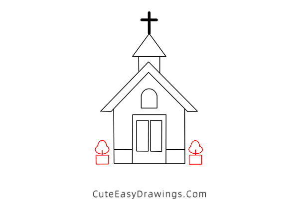 how to draw a small church - www.cuteeasydrawings.com