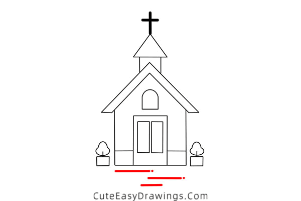 how to draw a small church - www.cuteeasydrawings.com